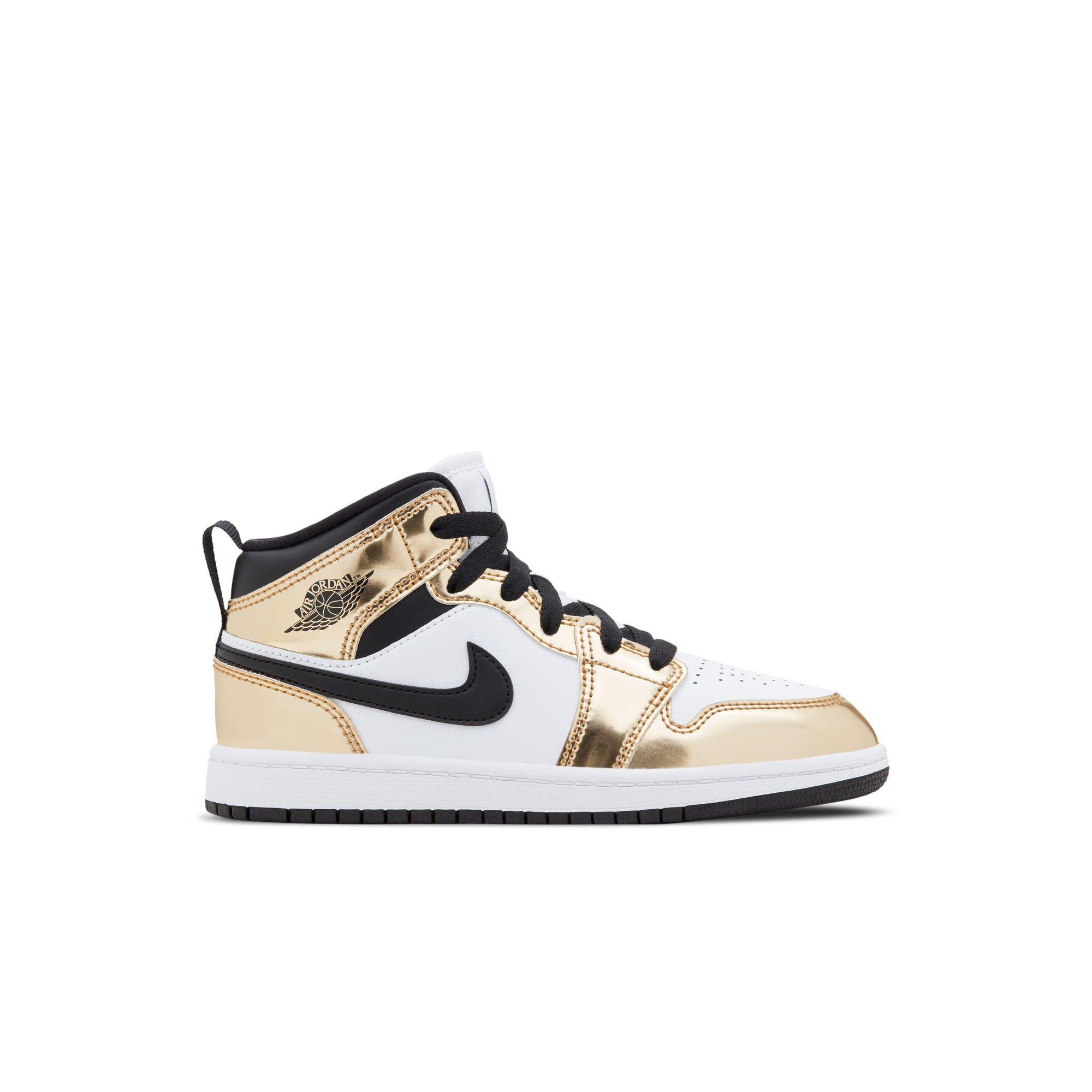 Jordan 1 Mid SE "Metallic Gold/Black/White" Preschool Boys' Shoe - GOLD/BLACK/WHITE